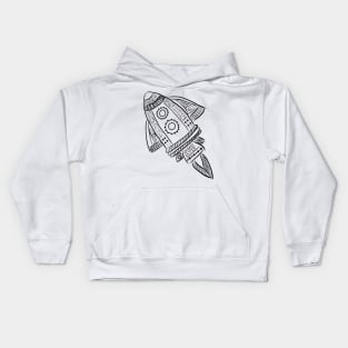 Rocket Space Ship Line Drawing Kids Hoodie